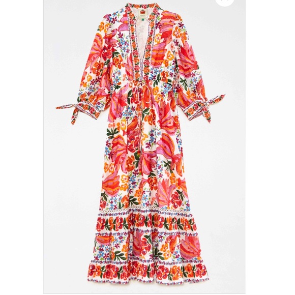 FARM Rio | Dresses | Farm Rio Spring Bananas Maxi Dress Size Small ...